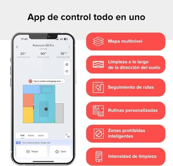 Roborock Q5 Pro: Aspiradora y Fregasuelos Avanzada 2 en 1 - Imagen 4