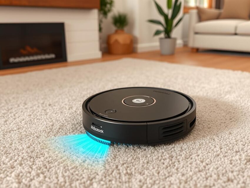 Robot aspirador Roborock Q5 Pro aspirando una alfombra
